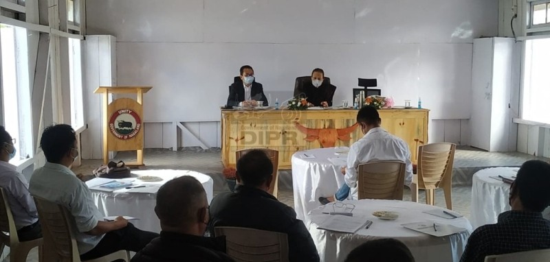 Banuo Z Jamir, IAS (Rtd) addressing the district level consultative meeting on panel for review of Communitization of Public Institutions & Services Act, 2002 at Noklak on September 23. (DIPR Photo) 